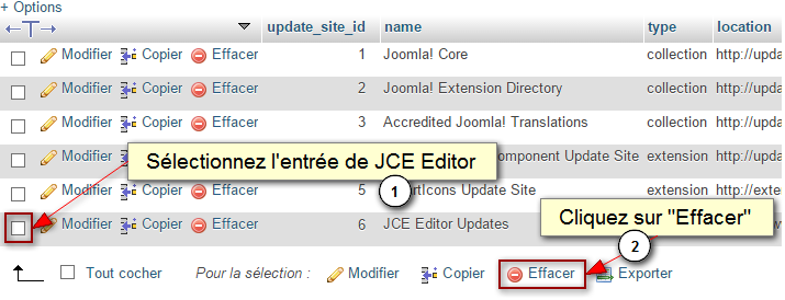 Base de données - Table #_update_sites
