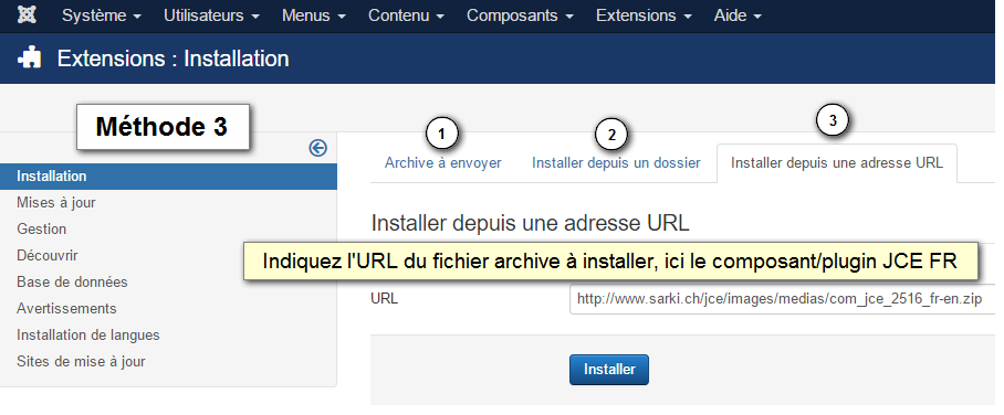 Installateur Joomla - Méthode 3