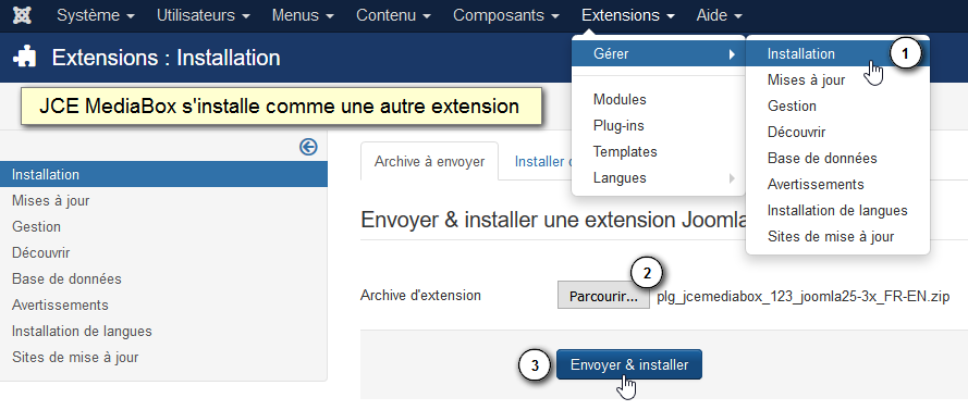 Installation de JCE MediaBox