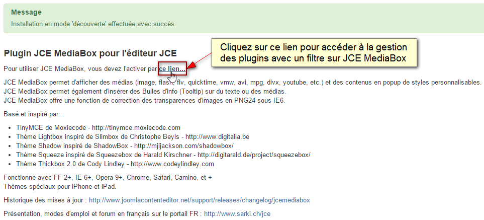 JCE MediaBox - Installation ok